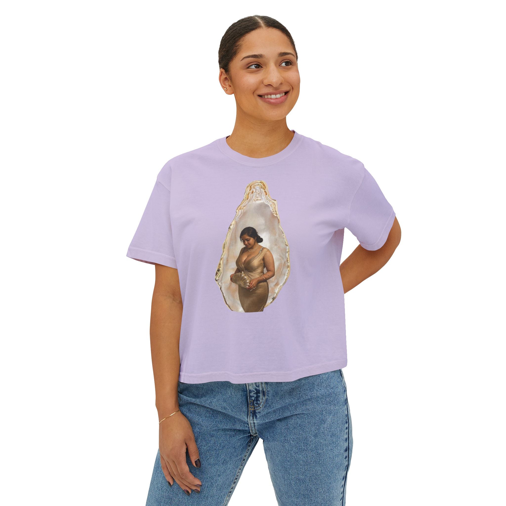 Boxy Tee — 'We Will Be Home' Vintage Angel Art Cropped T‑Shirt