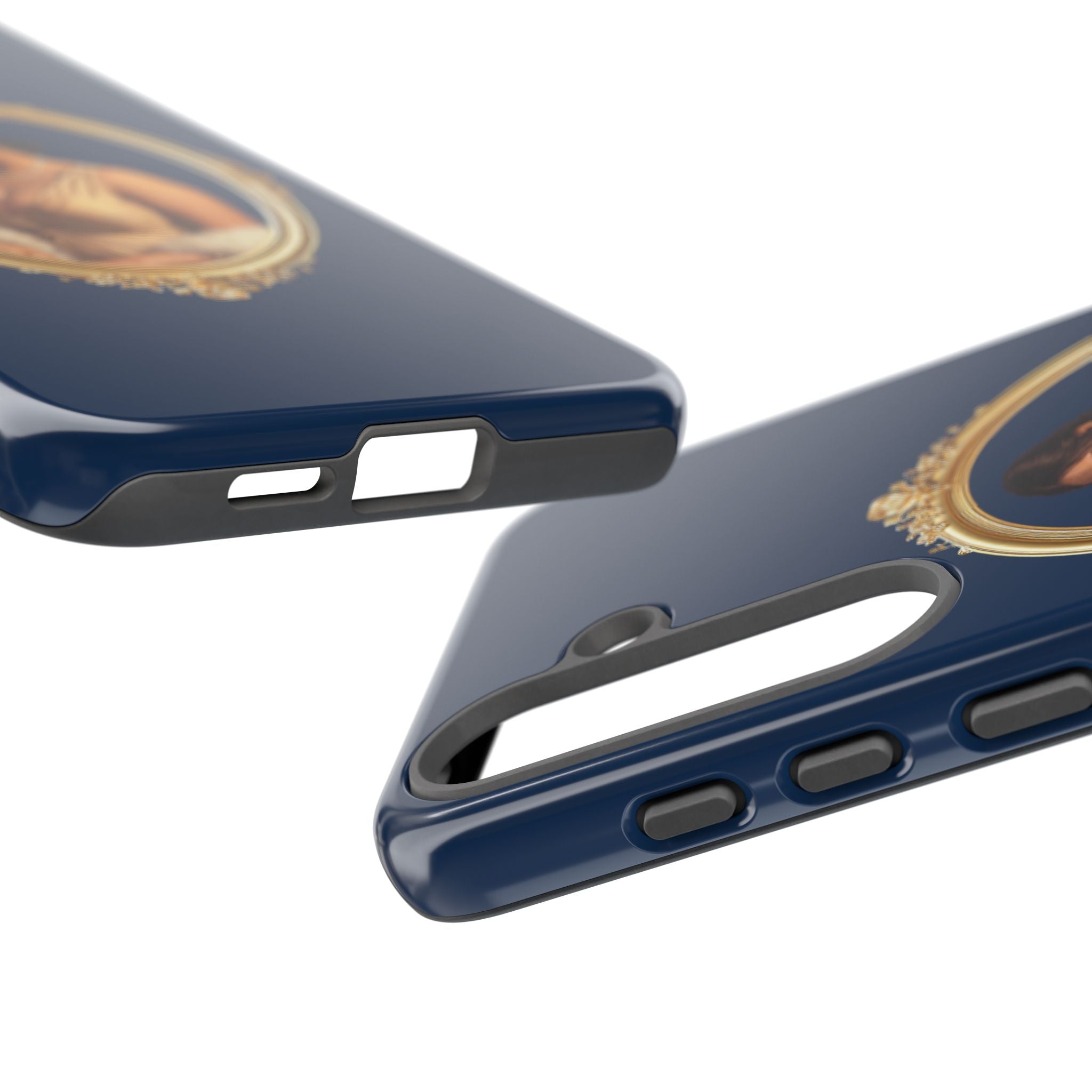 Vintage Portrait Phone Case — Elegant Gold Frame on Navy