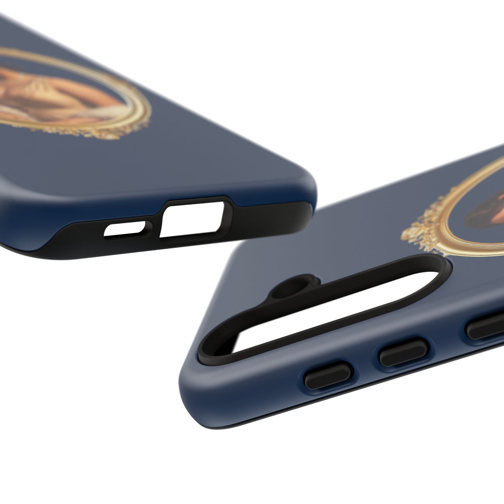 Vintage Portrait Phone Case — Elegant Gold Frame on Navy