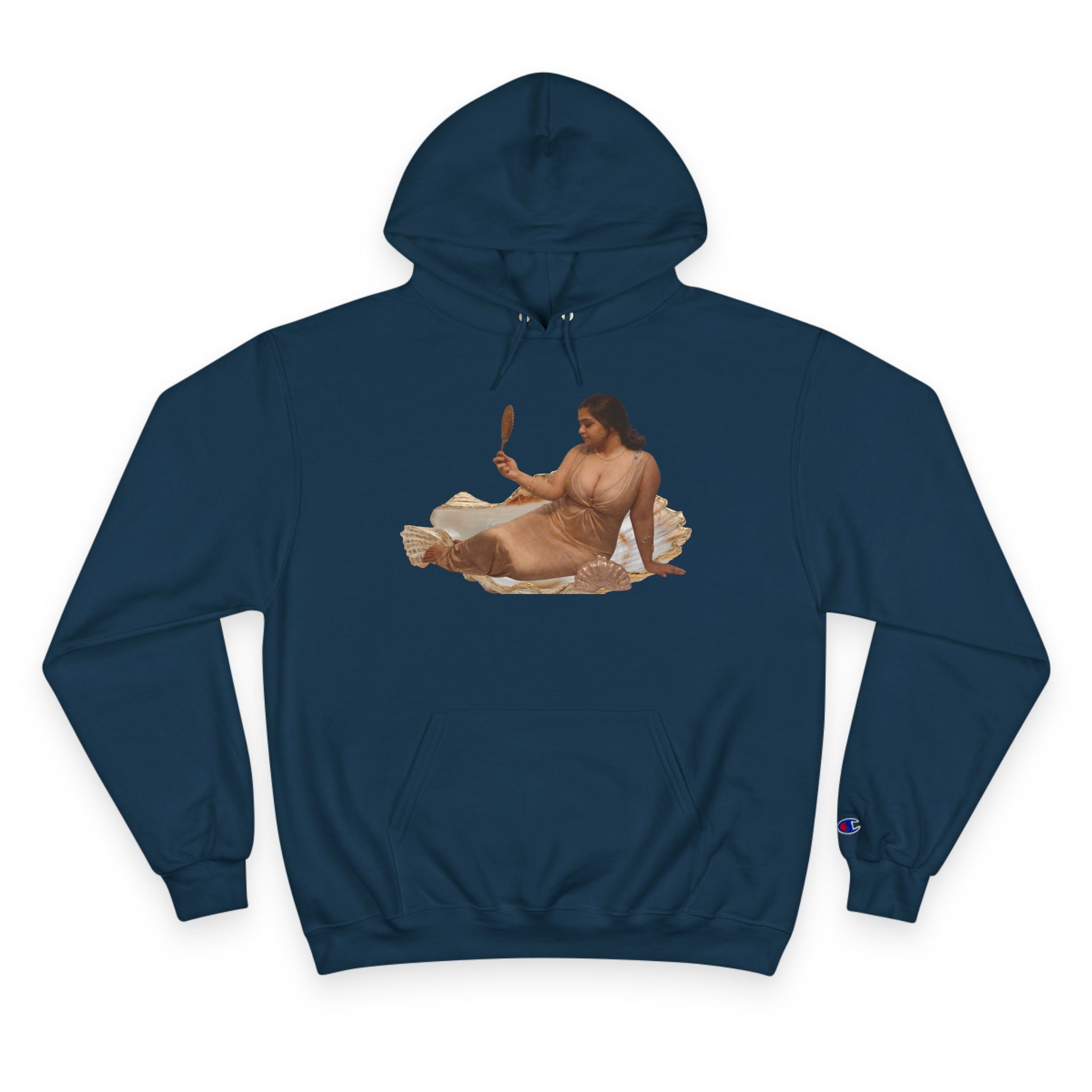 Champion Hoodie — Vintage Reclining Muse Graphic Hoodie with 'love, dunneGaur' Script