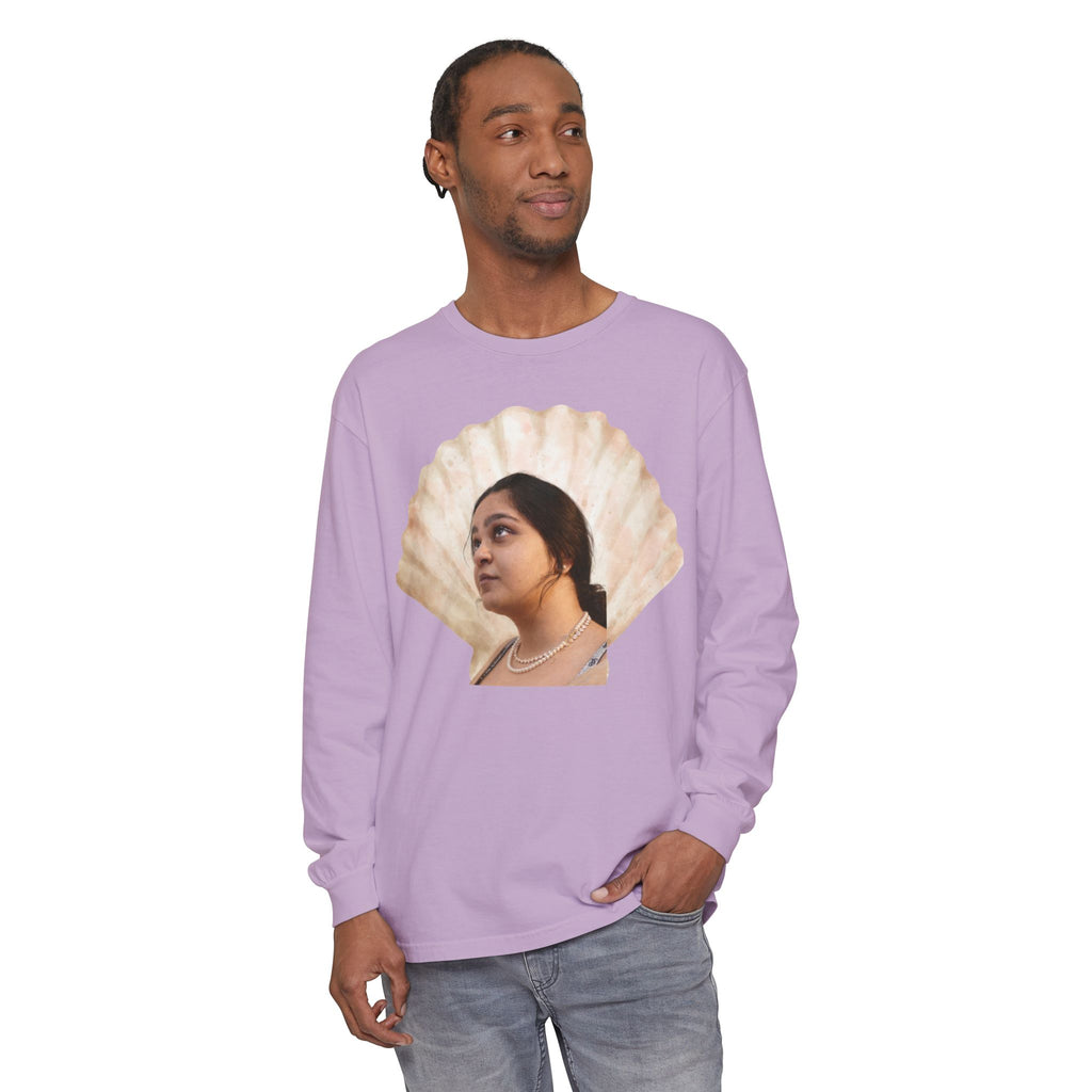Shell Portrait Long Sleeve Tee — “We Will Be Home” Back Script