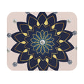 Floral Mandala Mouse Pad — Navy & Gold Pearl Accent Desk Mat
