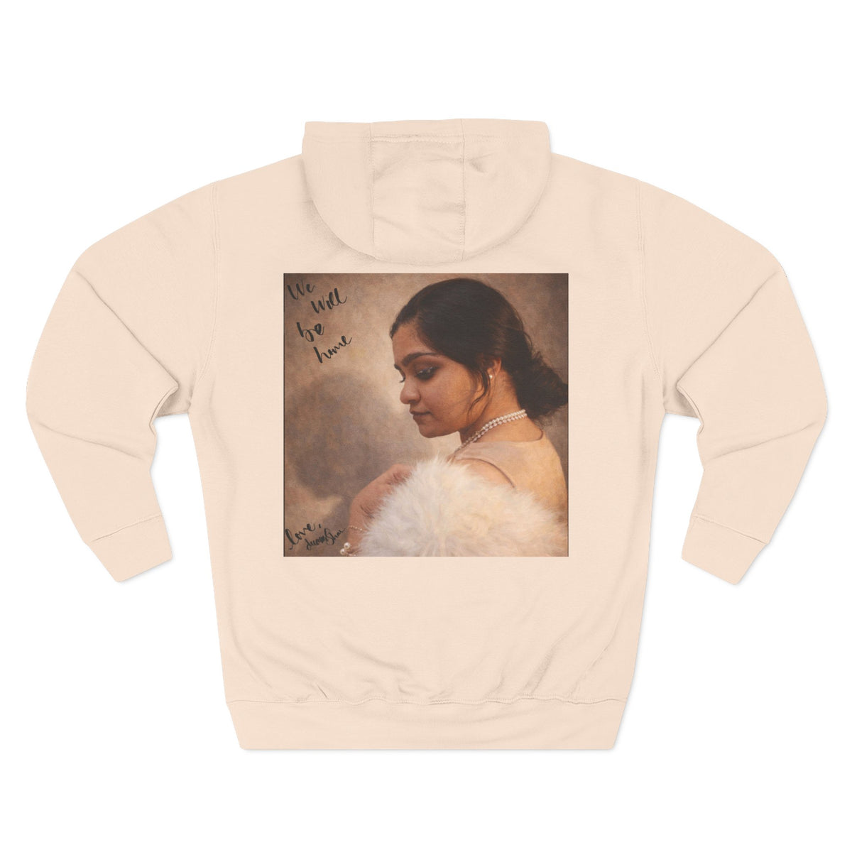 Drashti Portrait Hoodie — Vintage Frame Romantic Art Pullover