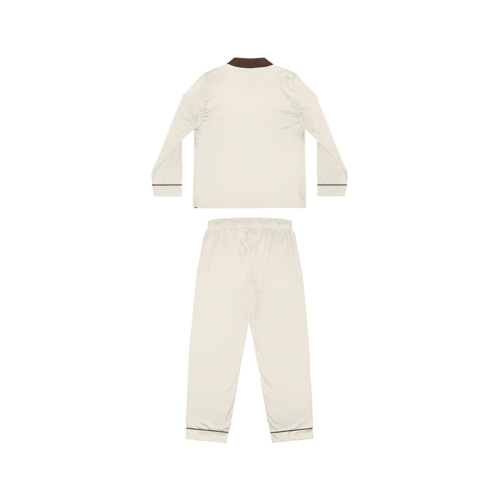 Ivory Satin Pajama Set with Chocolate Trim — Women's Luxury Sleepwear