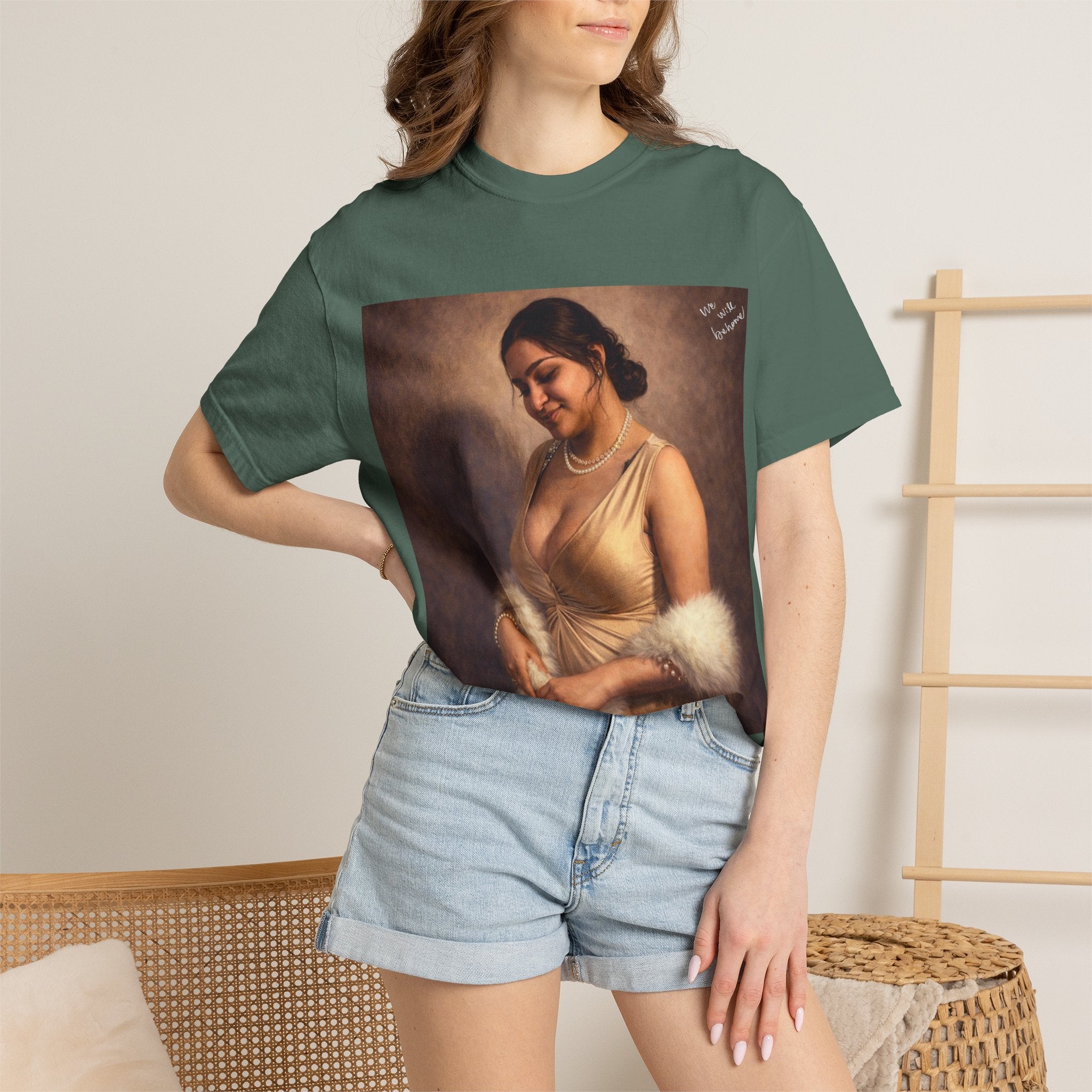 Portrait Graphic T-Shirt — Vintage Framed Lady Art Print