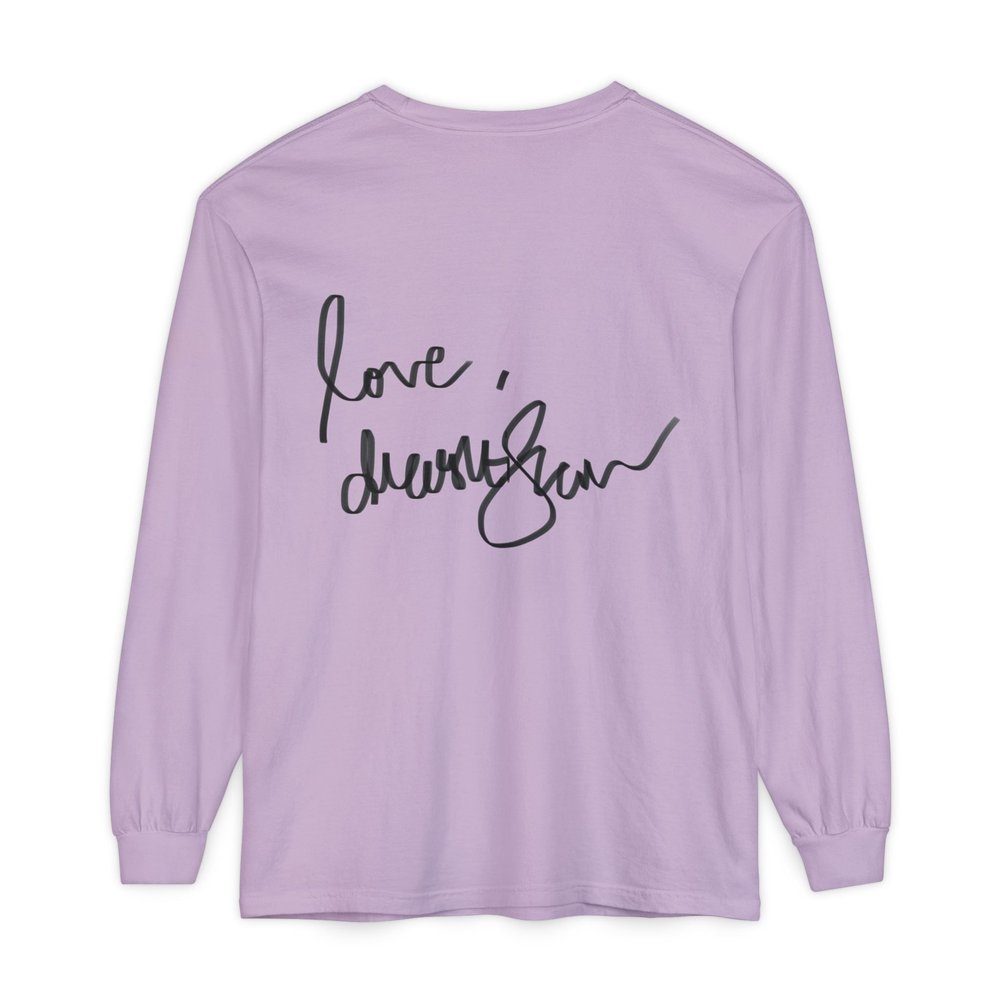 Shell Portrait Long Sleeve Tee — “We Will Be Home” Back Script