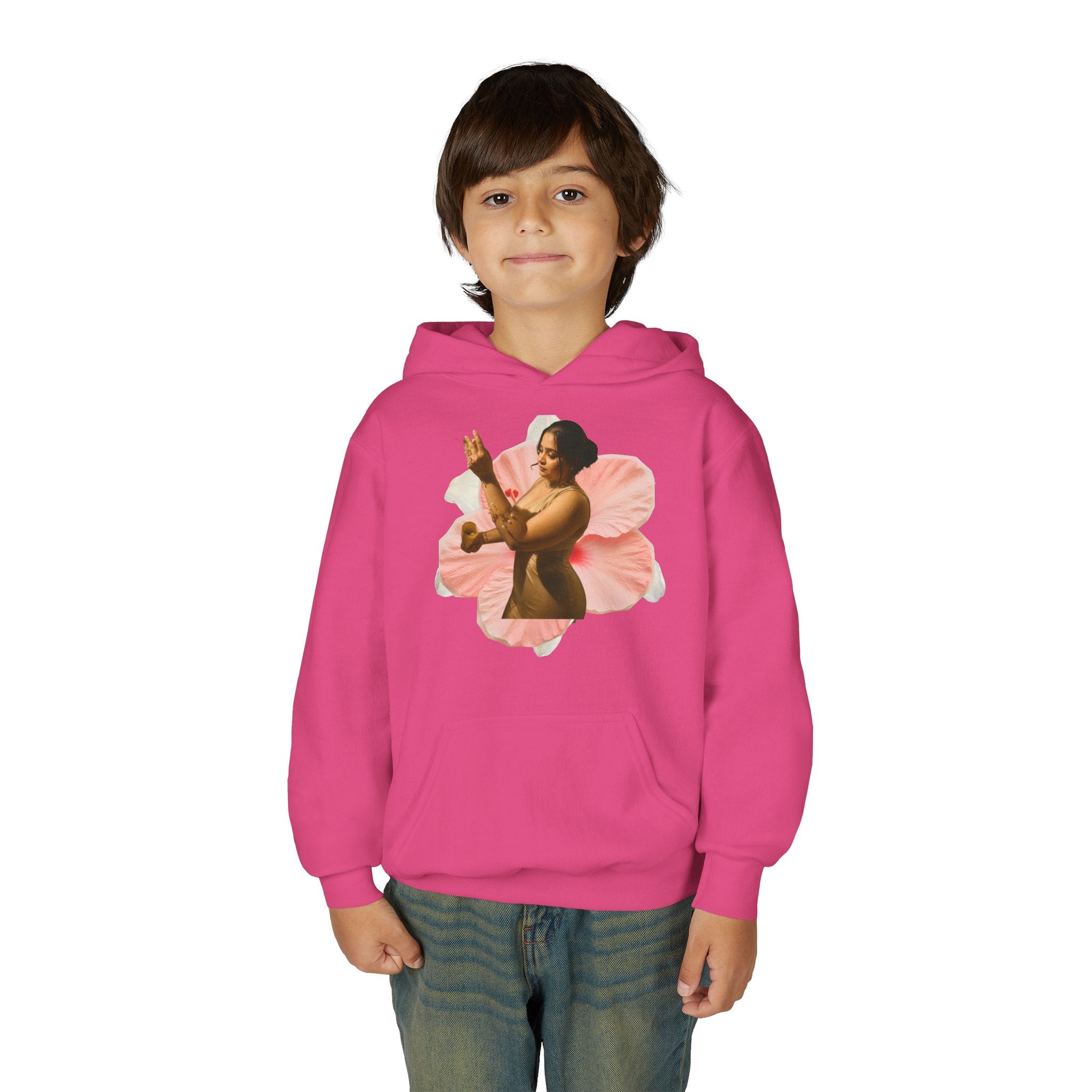 Youth Hoodie — Vintage Dancer Floral Graphic with “We Will Be Home” Back Script
