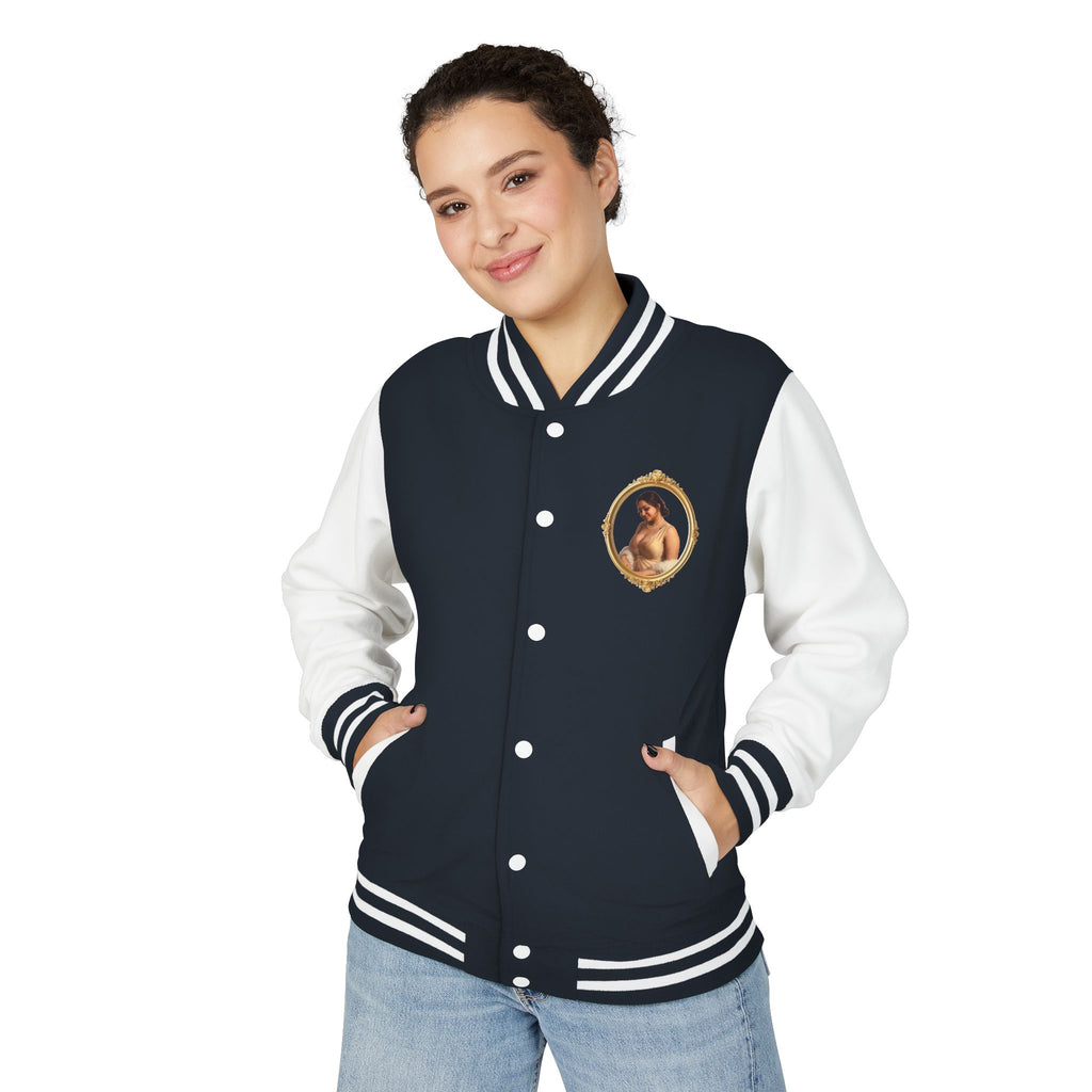 Vintage Portrait Letterman Jacket — Framed Classical Art Varsity Jacket