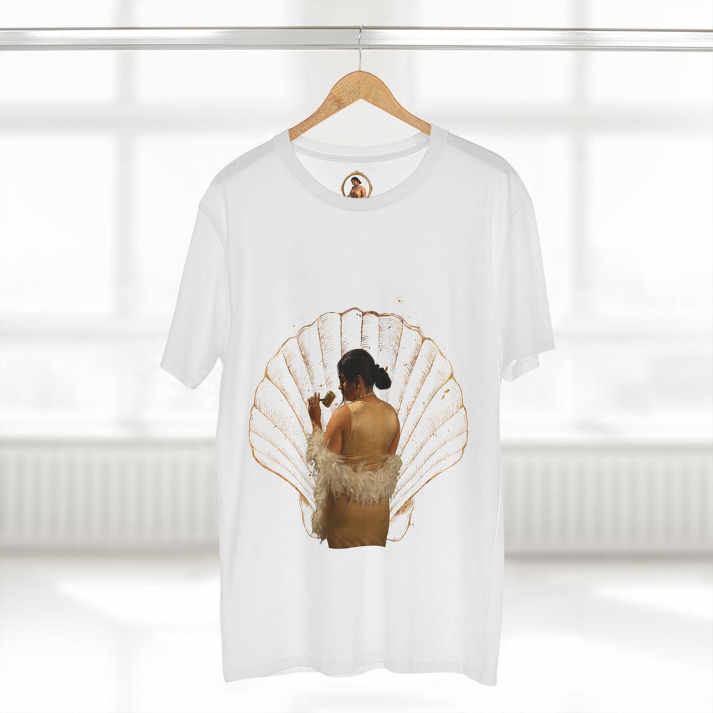 Vintage Vanity Tee — Antique Mirror & Shell Art Graphic T-Shirt
