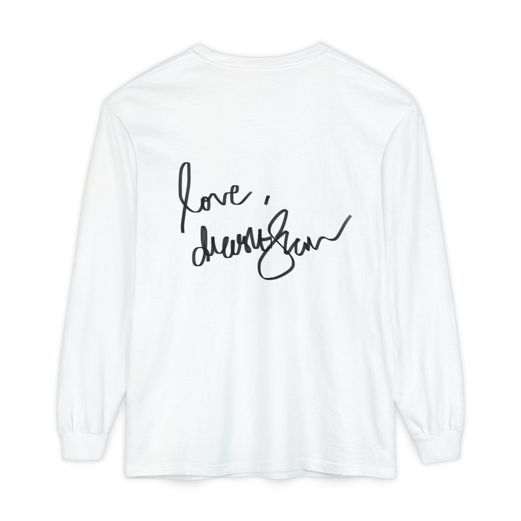 Long Sleeve T-Shirt — “Love, Dua Lipa” Shell Goddess Graphic