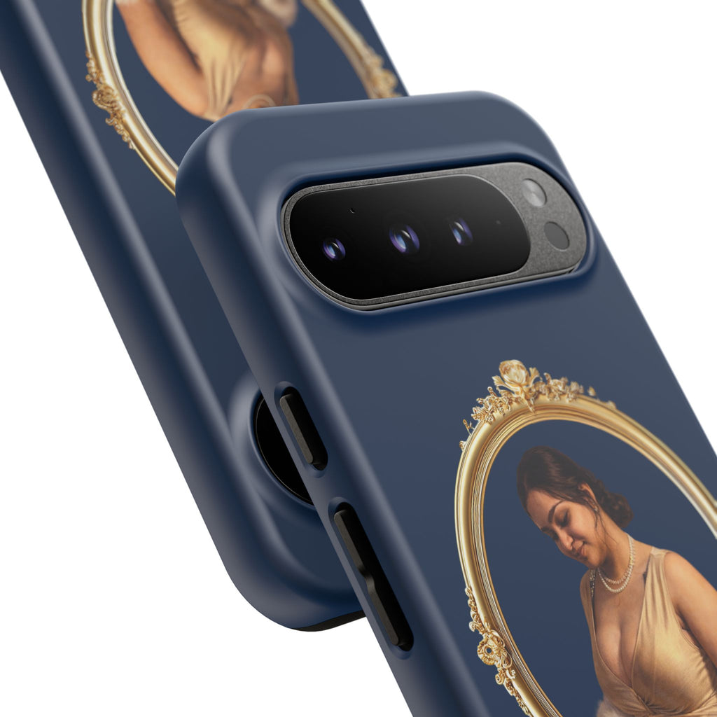 Vintage Portrait Phone Case — Elegant Gold Frame on Navy