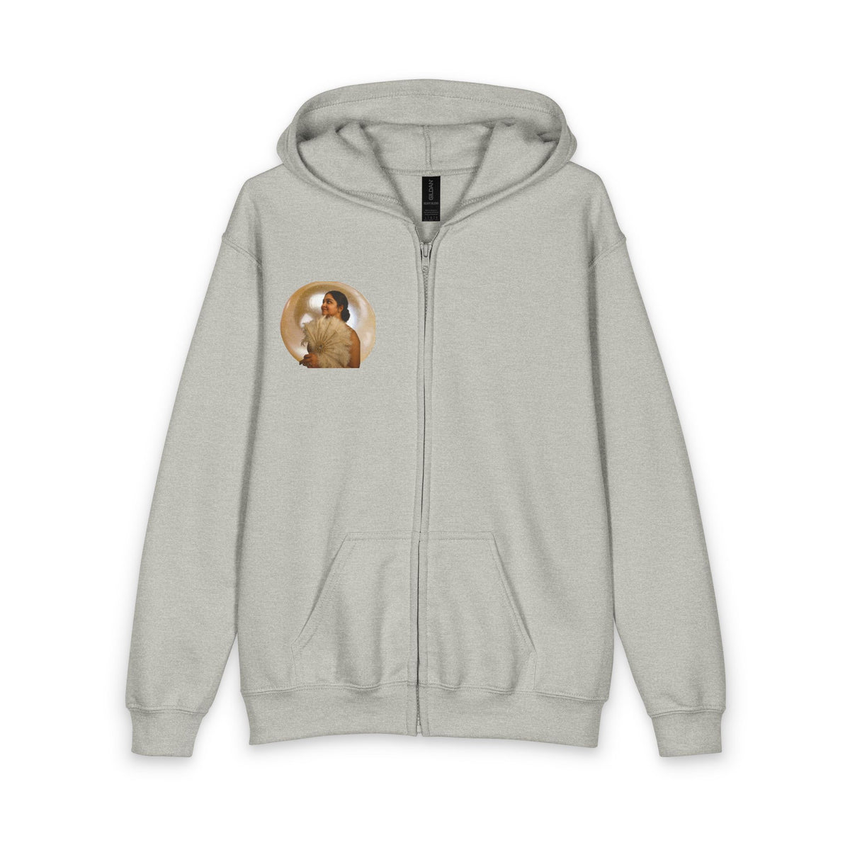 Drashti Youth Zip Hoodie with Vintage Bubble Portrait — Cozy Retro Aesthetic