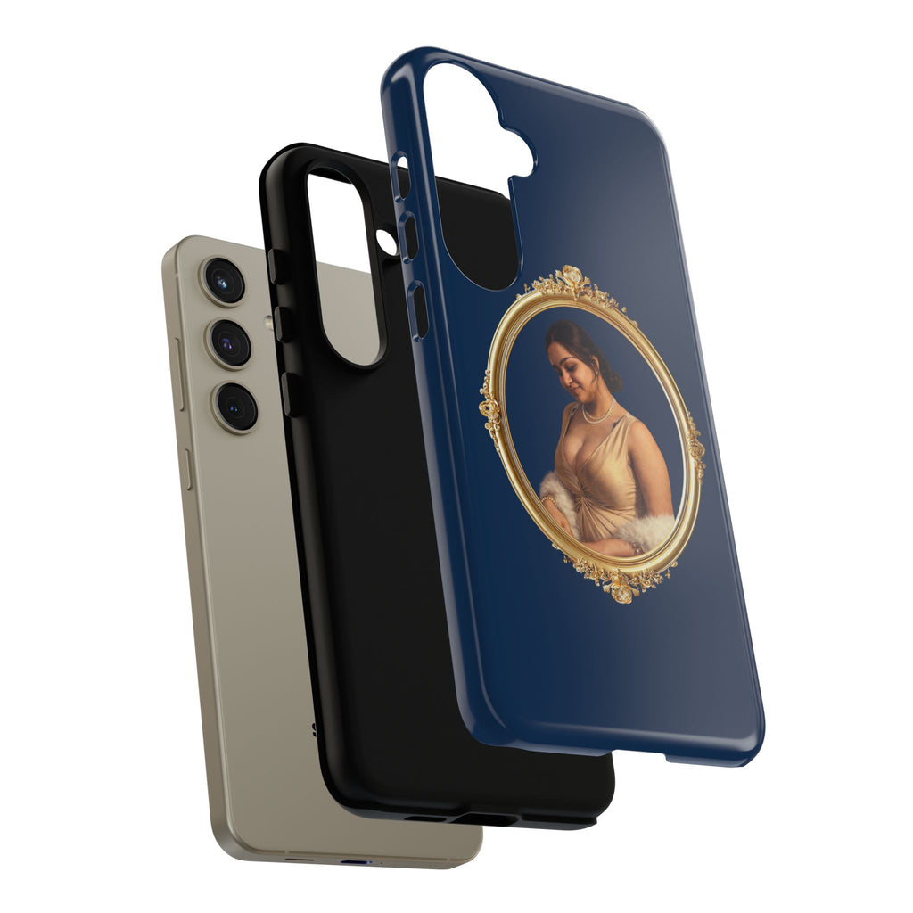 Vintage Portrait Phone Case — Elegant Gold Frame on Navy