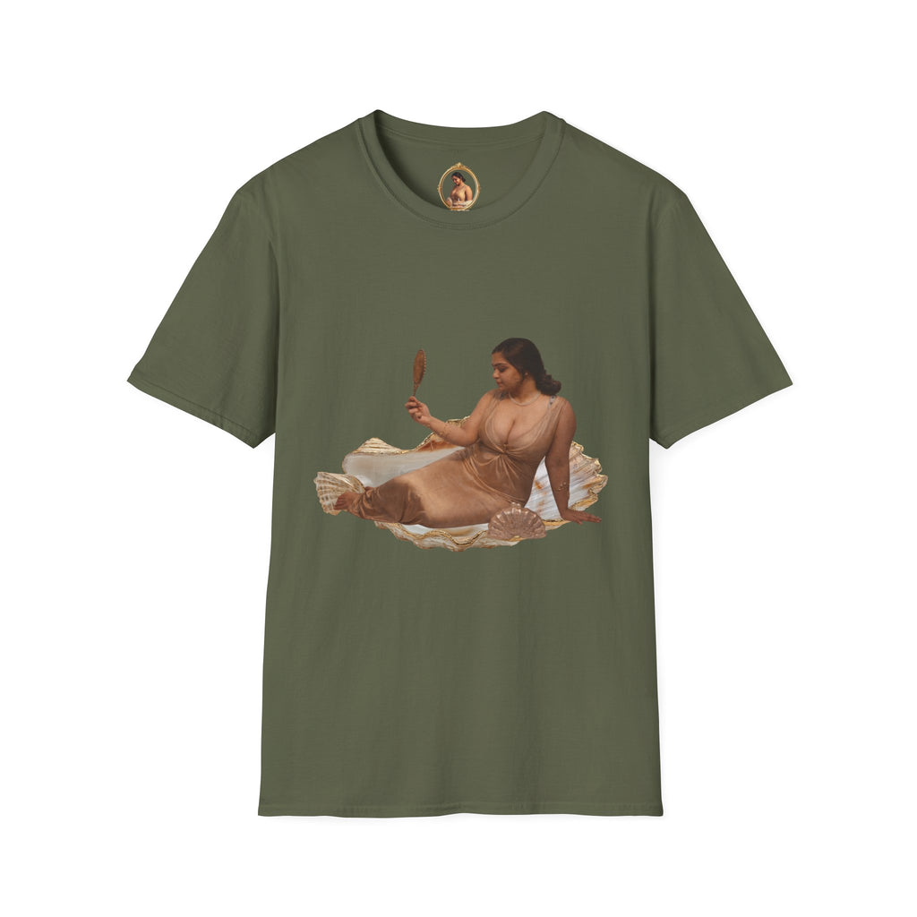 T-Shirt — Vintage Reclining Woman with Hand Mirror Art Tee
