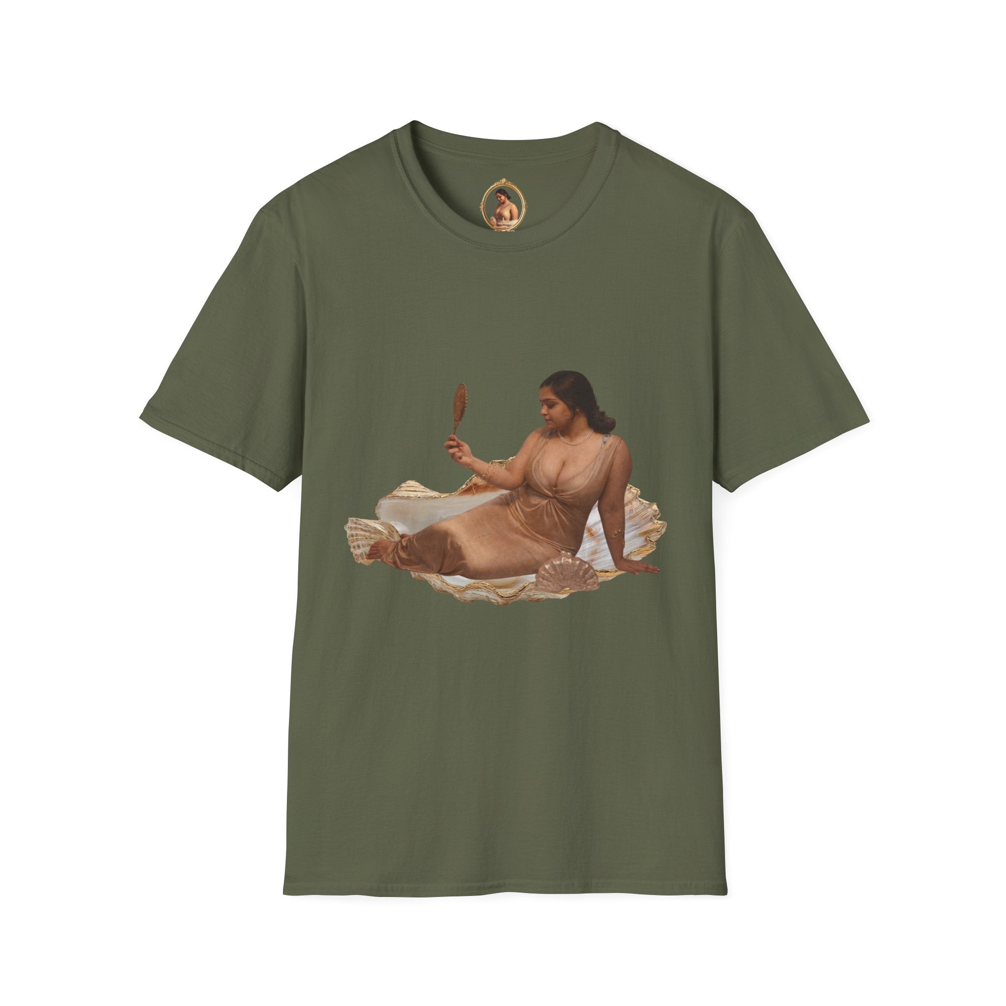 T-Shirt — Vintage Reclining Woman with Hand Mirror Art Tee