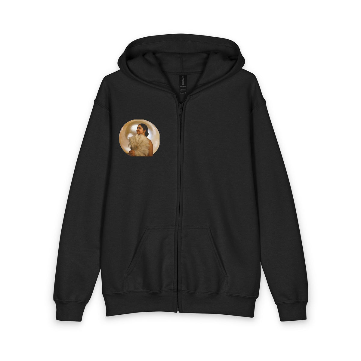 Drashti Youth Zip Hoodie with Vintage Bubble Portrait — Cozy Retro Aesthetic