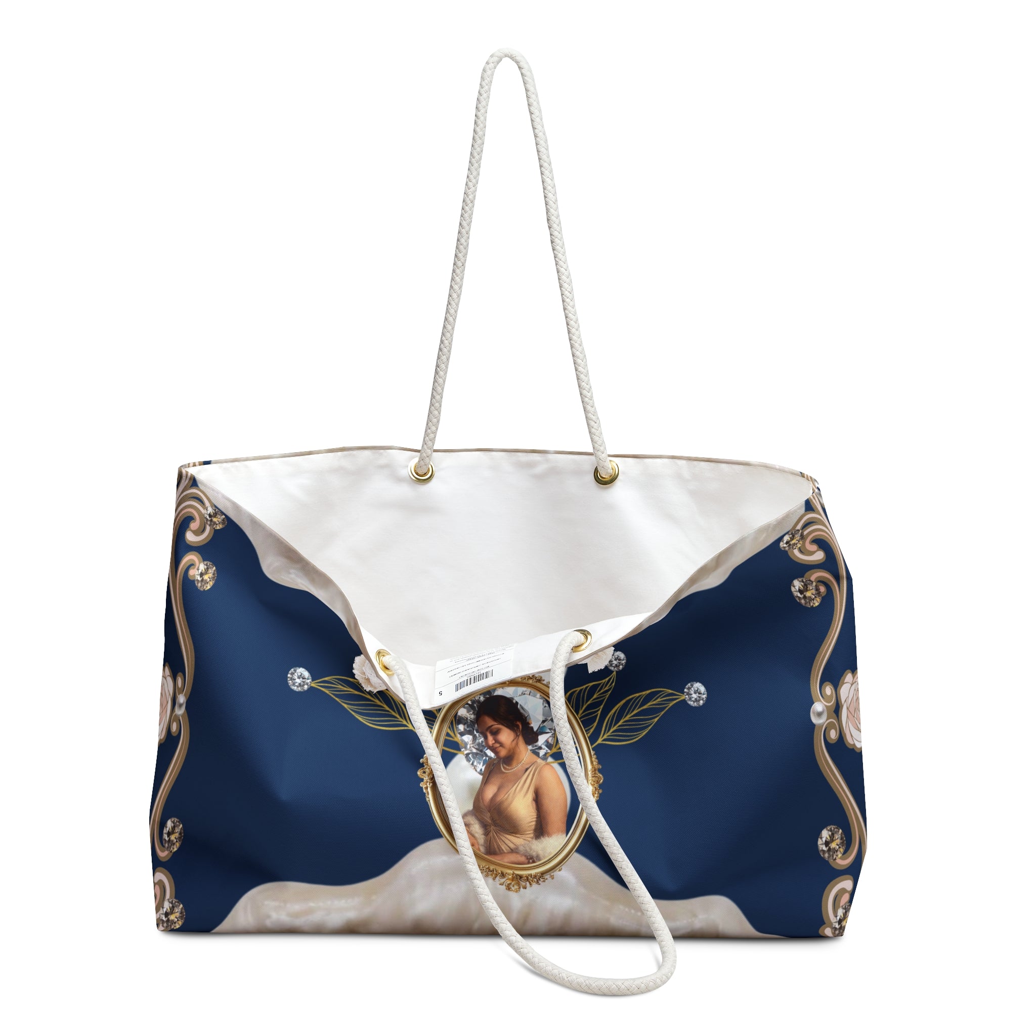 Baroque Portrait Weekender Bag — Vintage Navy Travel Tote