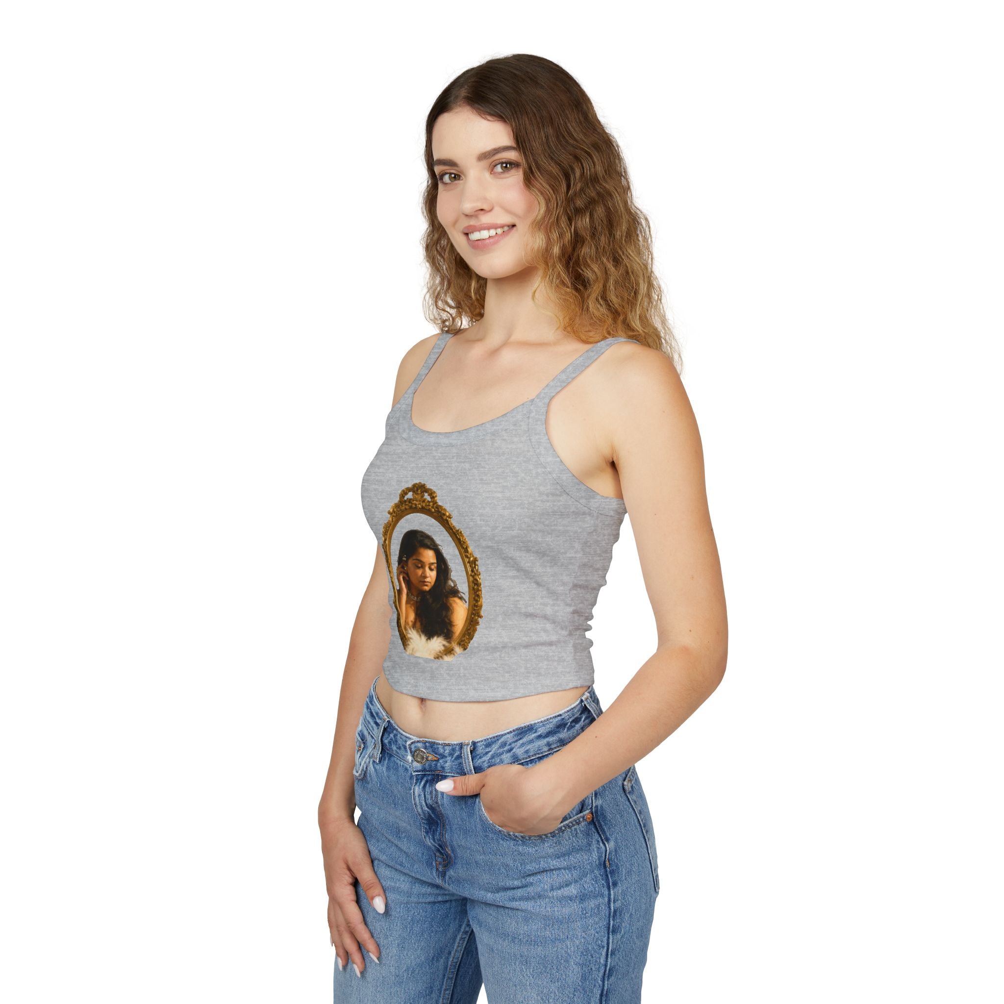 Mirror Portrait Crop Tank — "love, demi~gün" Signature Graphic