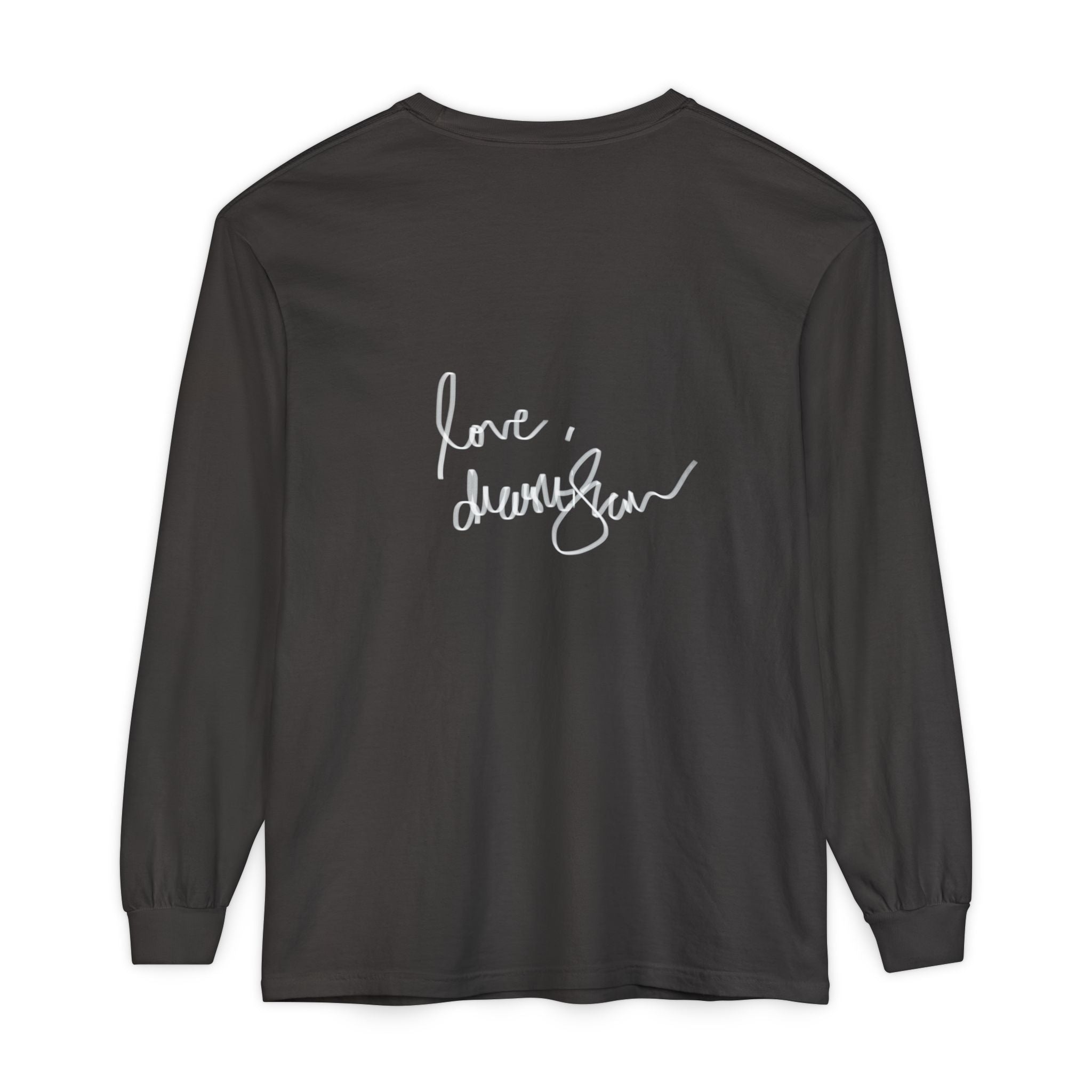 Long Sleeve T-Shirt — “Love, Dua Lipa” Shell Goddess Graphic