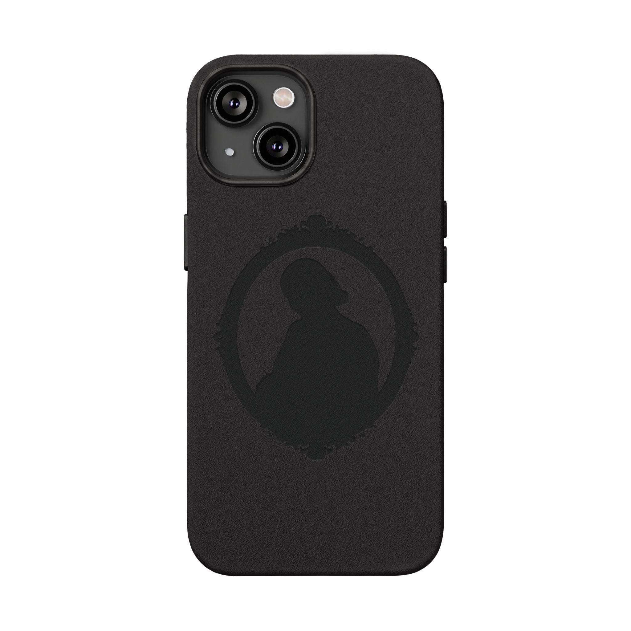 Engraved PU Leather Phone Case — Silhouette Outline Design