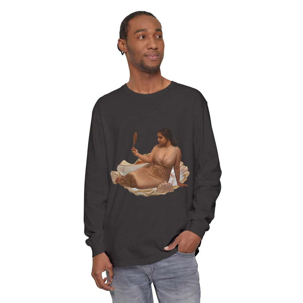 Long Sleeve T-Shirt — “Love, Dua Lipa” Shell Goddess Graphic