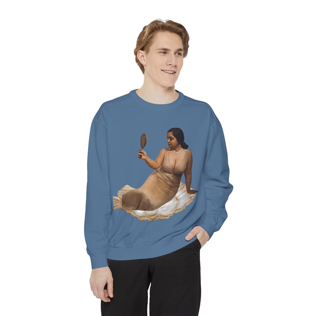 Reclining Muse Sweatshirt — 'We Will Be Home' Retro Art Graphic Crewneck