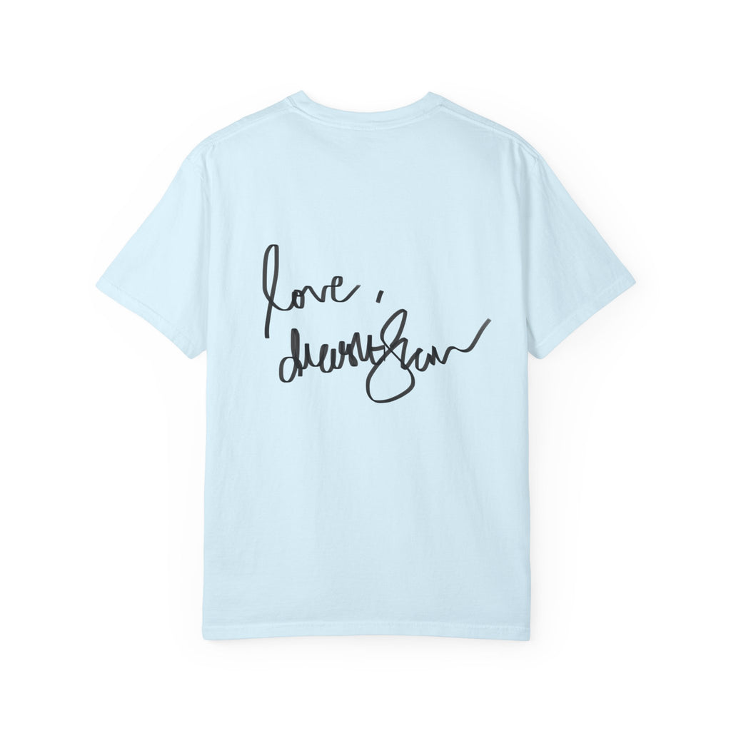 T-Shirt — Vintage Glam Portrait Tee with Signature "Love, Drashti"