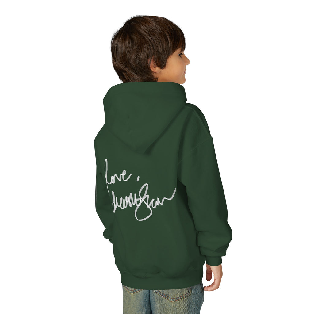 Youth Hoodie — Vintage Dancer Floral Graphic with “We Will Be Home” Back Script