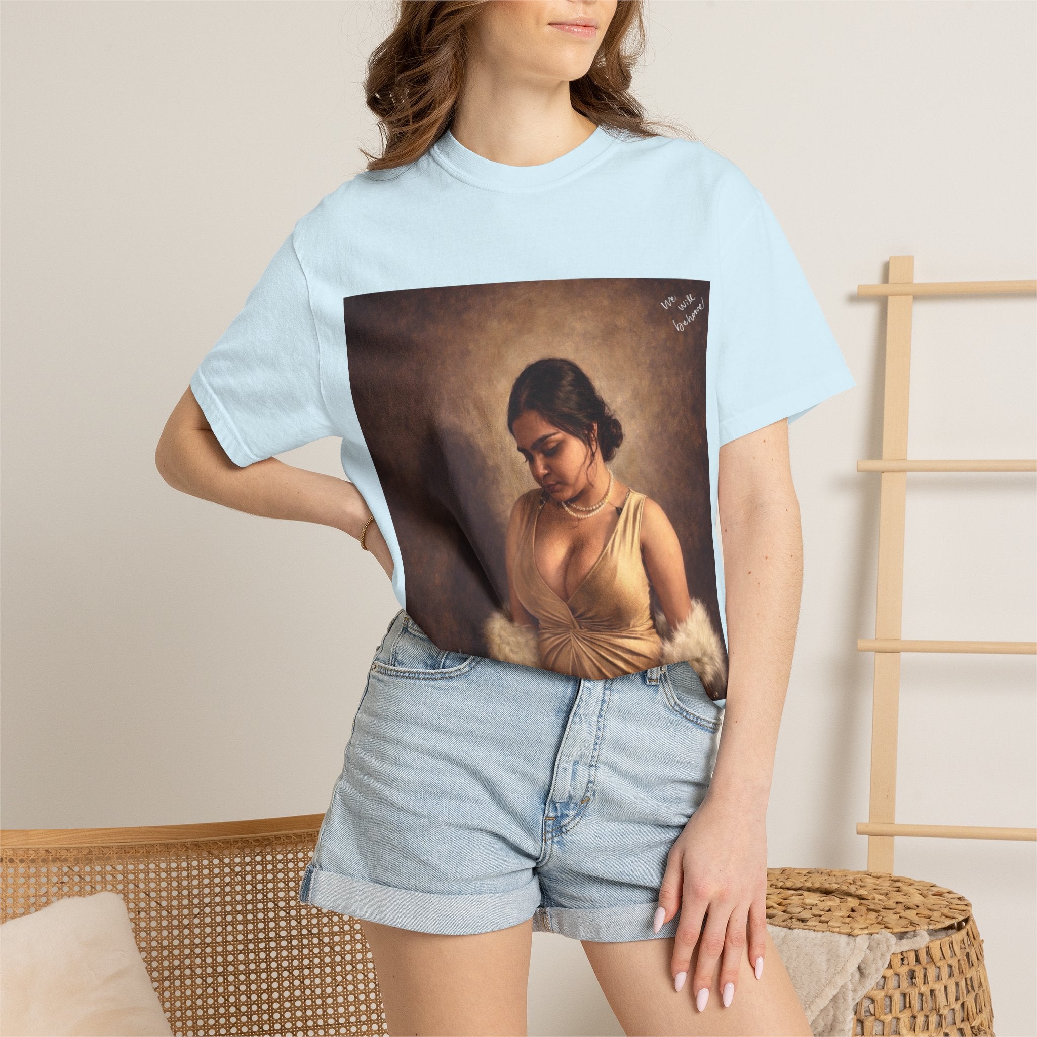 T-Shirt — Vintage Glam Portrait Tee with Signature "Love, Drashti"