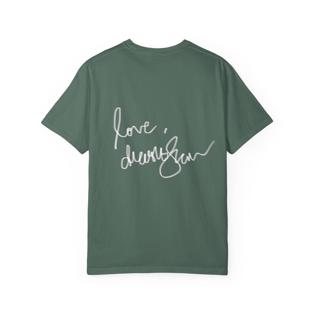 Venus Mirror T-Shirt — Nude Goddess Art Tee with 'Love, [Signature]' Back Print