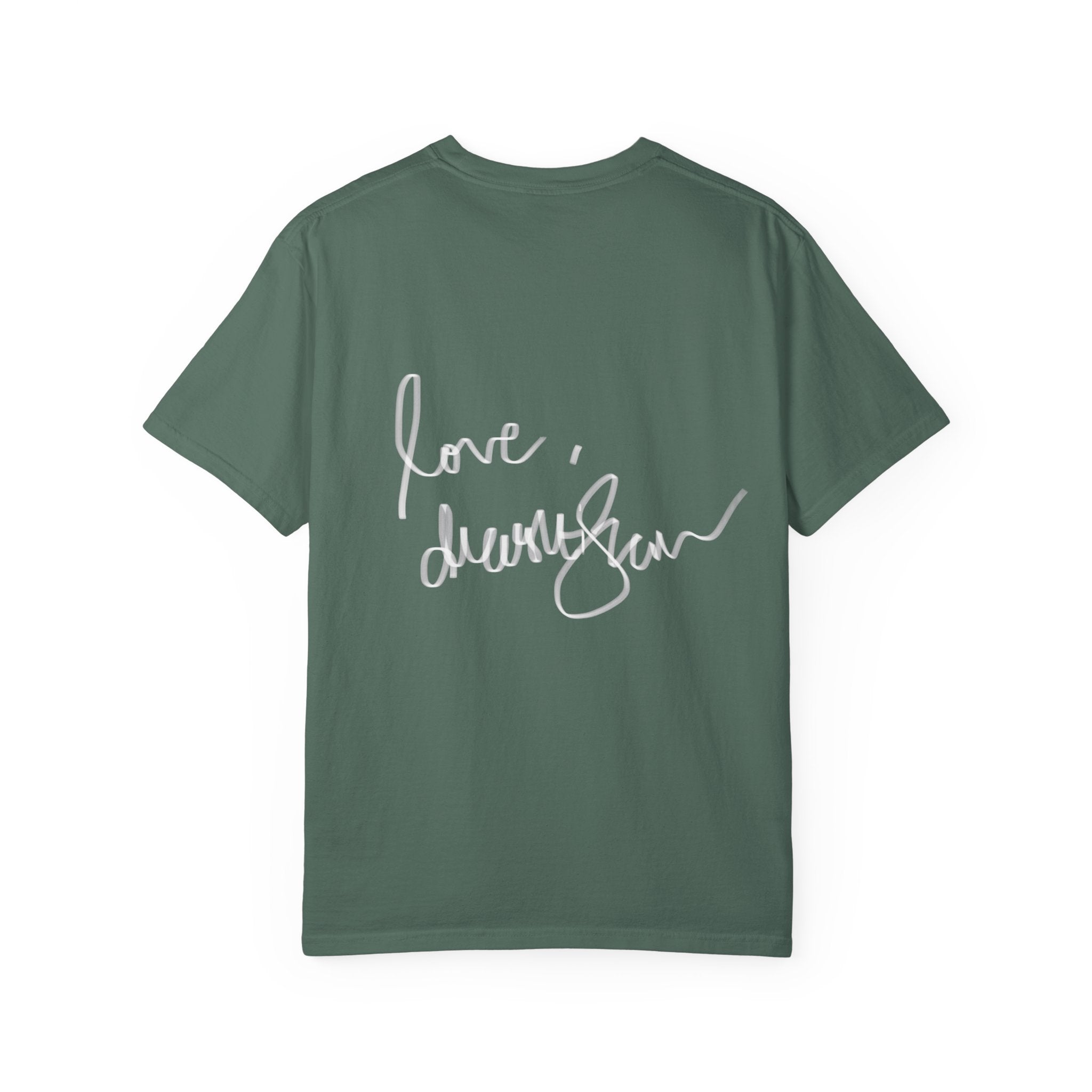 Venus Mirror T-Shirt — Nude Goddess Art Tee with 'Love, [Signature]' Back Print