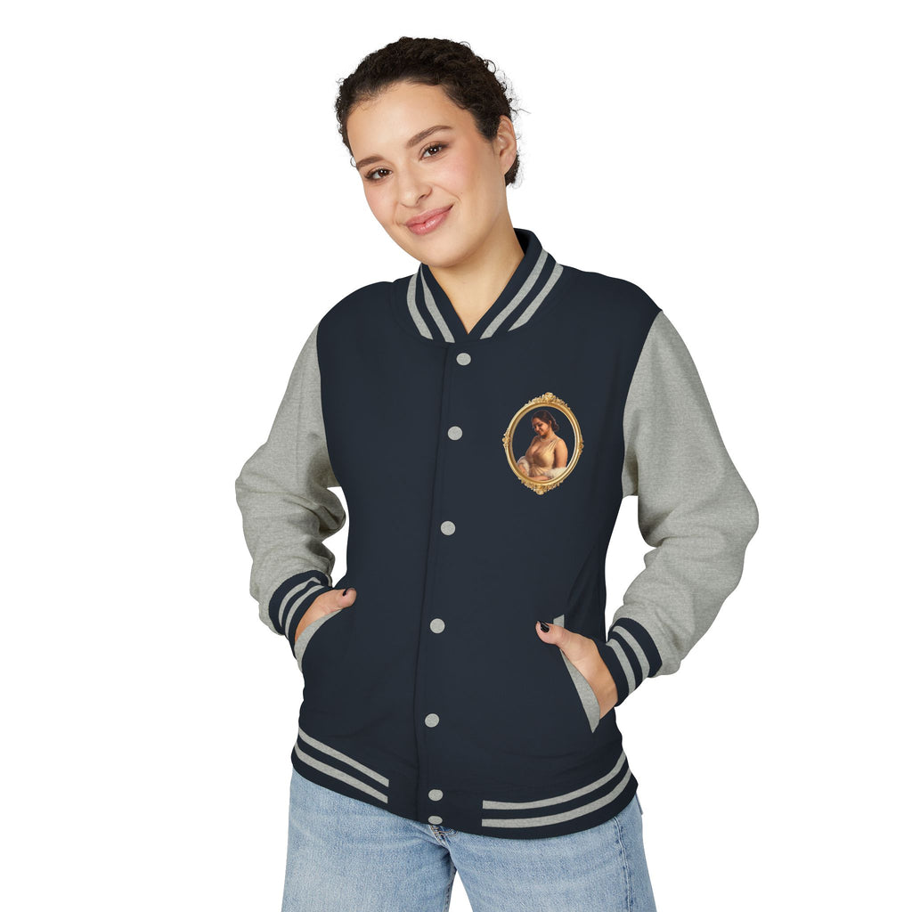 Vintage Portrait Letterman Jacket — Framed Classical Art Varsity Jacket