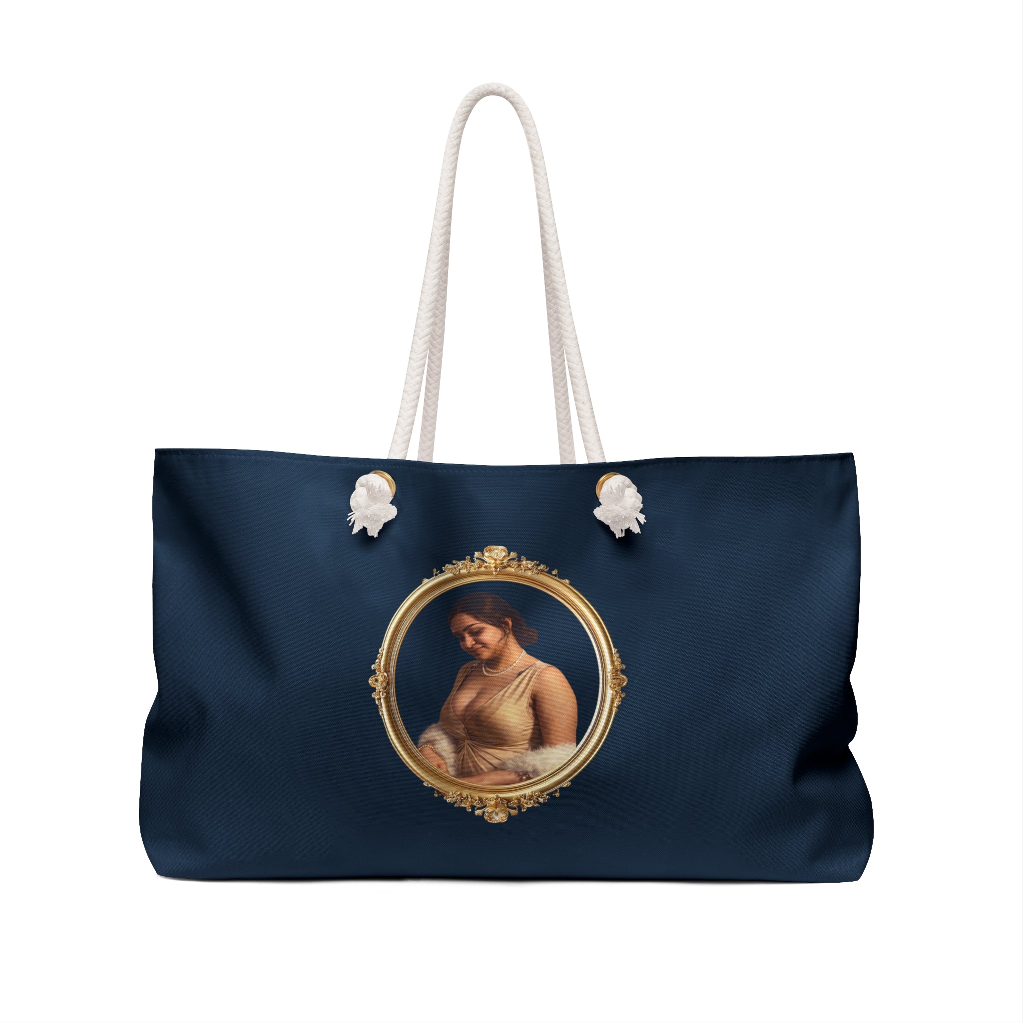 Vintage Portrait Weekender Bag — Classic Framed Lady Travel Tote