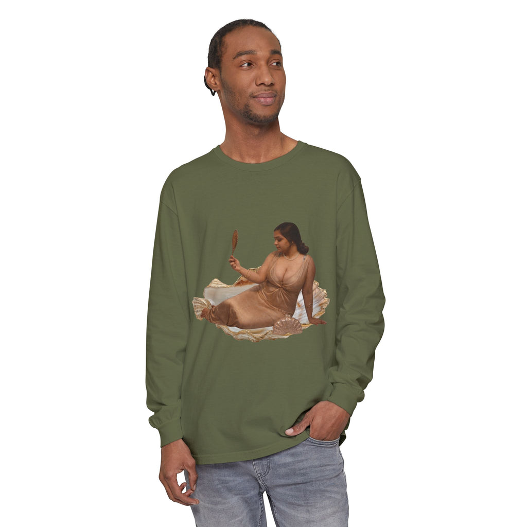 Long Sleeve T-Shirt — “Love, Dua Lipa” Shell Goddess Graphic