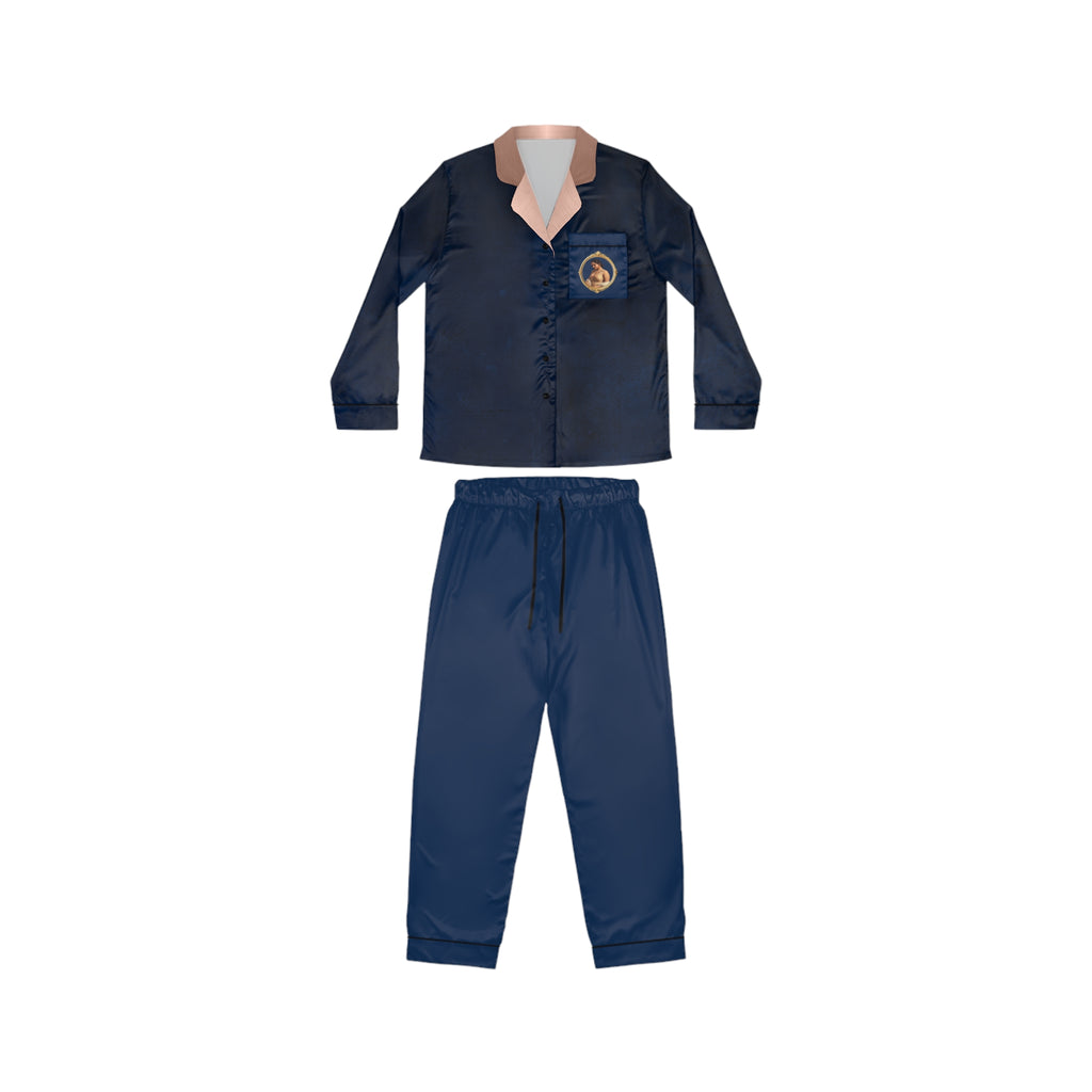 Navy Satin Women’s Pajama Set – Luxurious Two-Piece Sleepwear