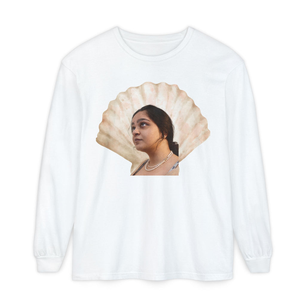 Shell Portrait Long Sleeve Tee — “We Will Be Home” Back Script