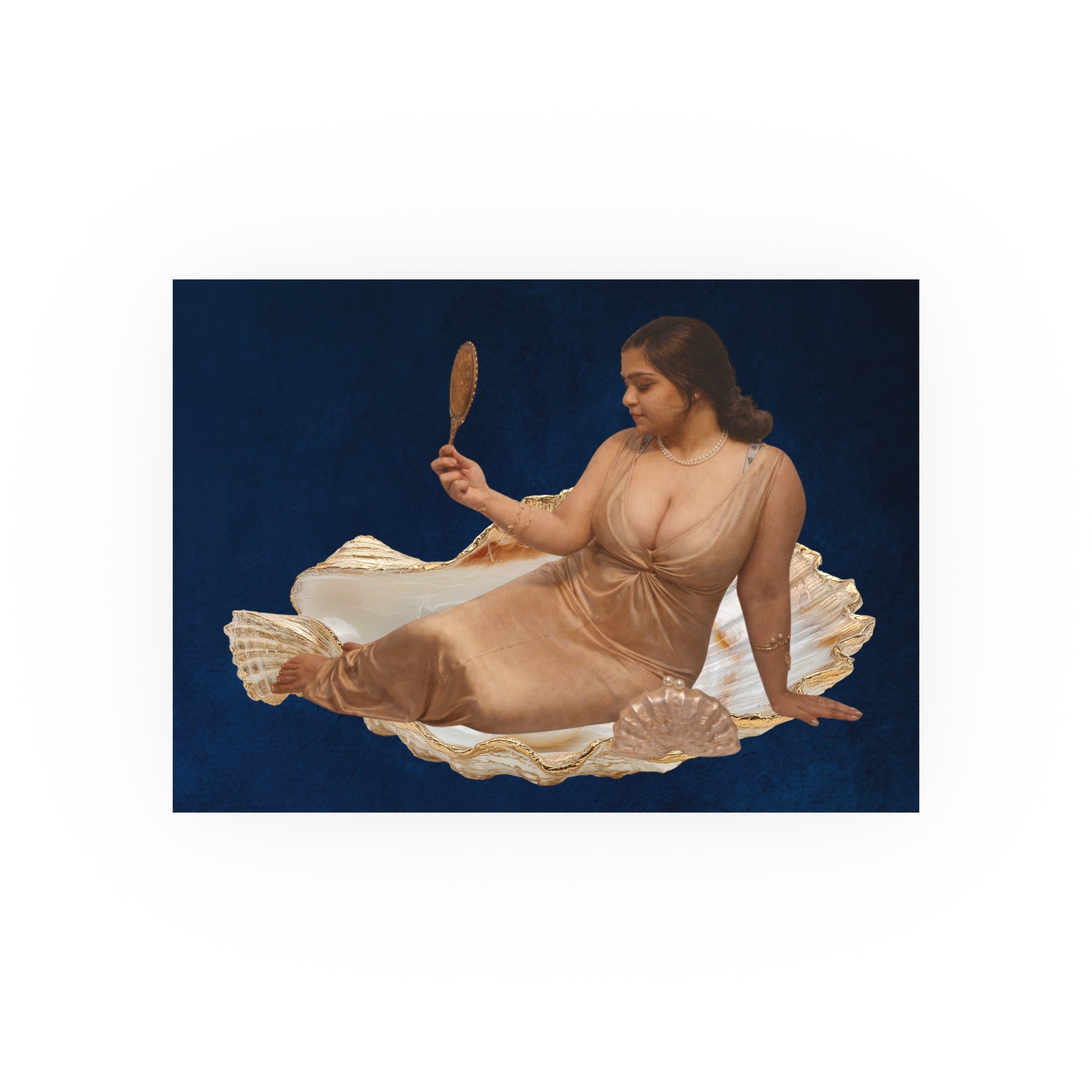 Art Print Poster — Vintage Woman on Shell Satin/Matte Wall Art