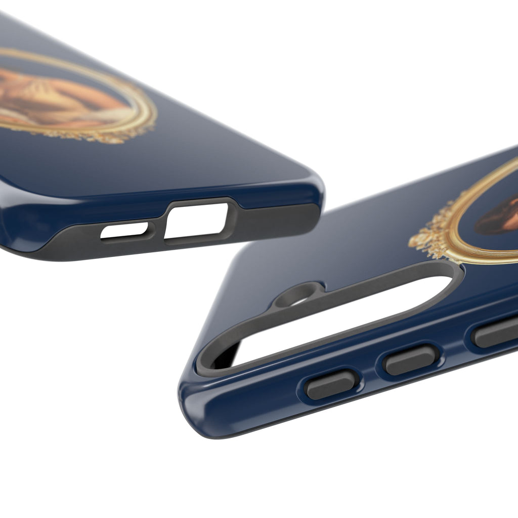 Vintage Portrait Phone Case — Elegant Gold Frame on Navy