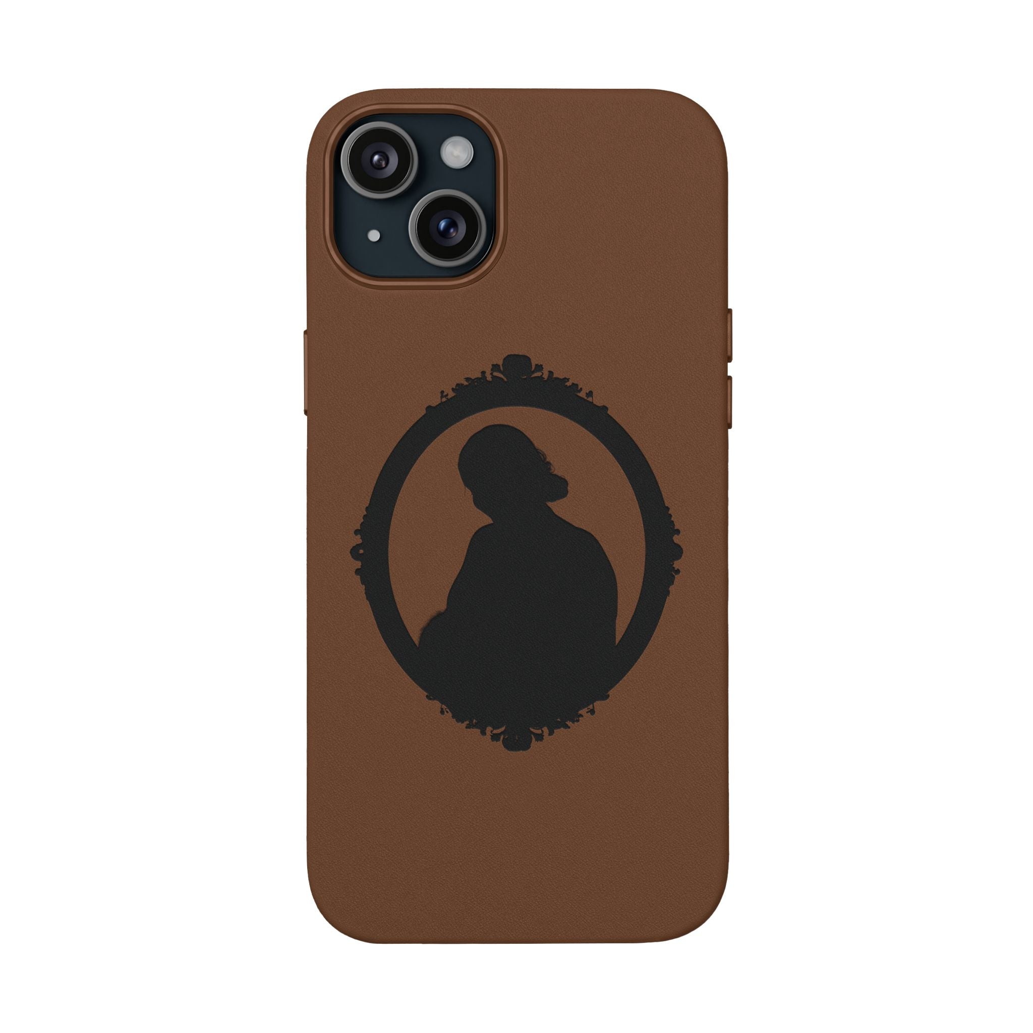 Engraved PU Leather Phone Case — Silhouette Outline Design