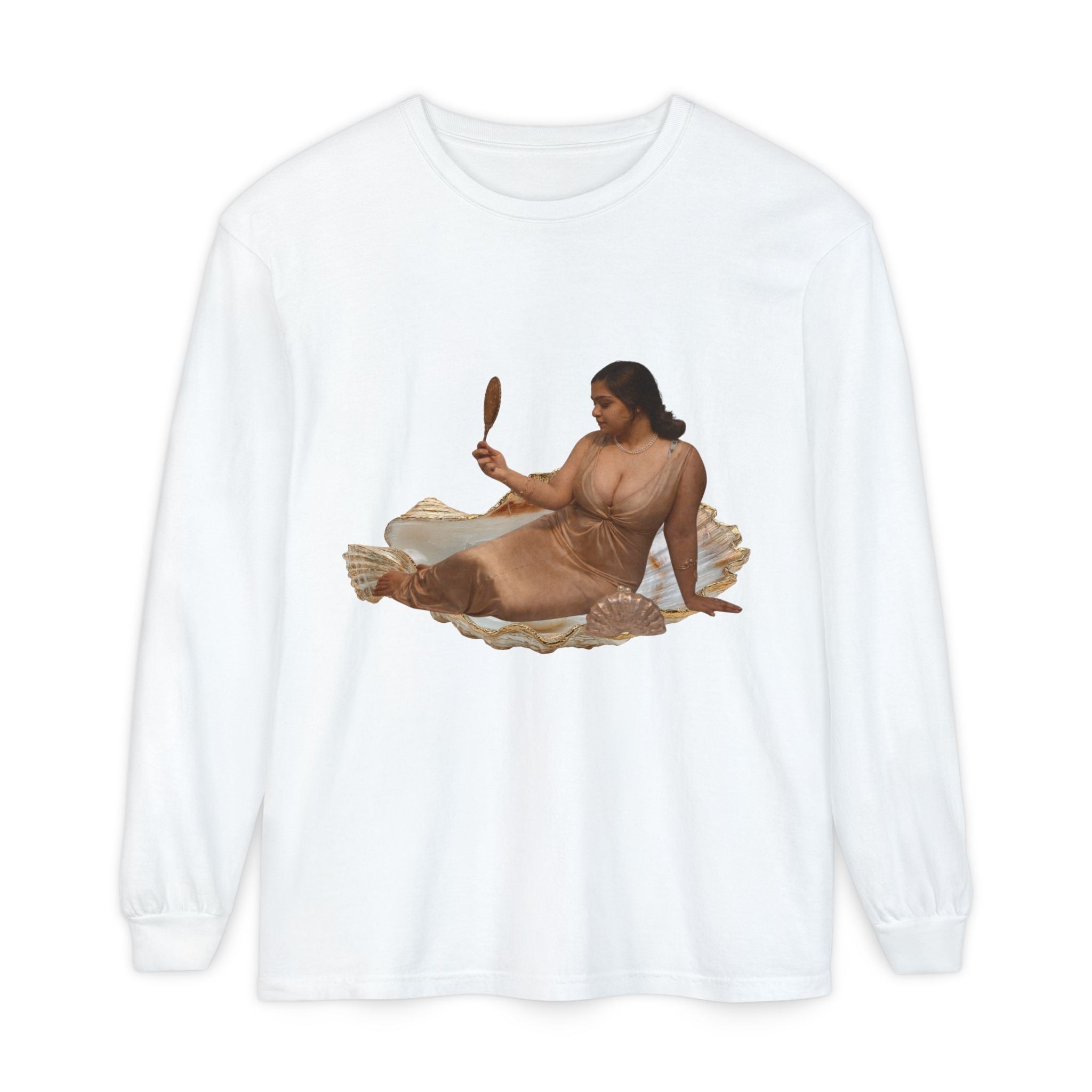 Long Sleeve T-Shirt — “Love, Dua Lipa” Shell Goddess Graphic