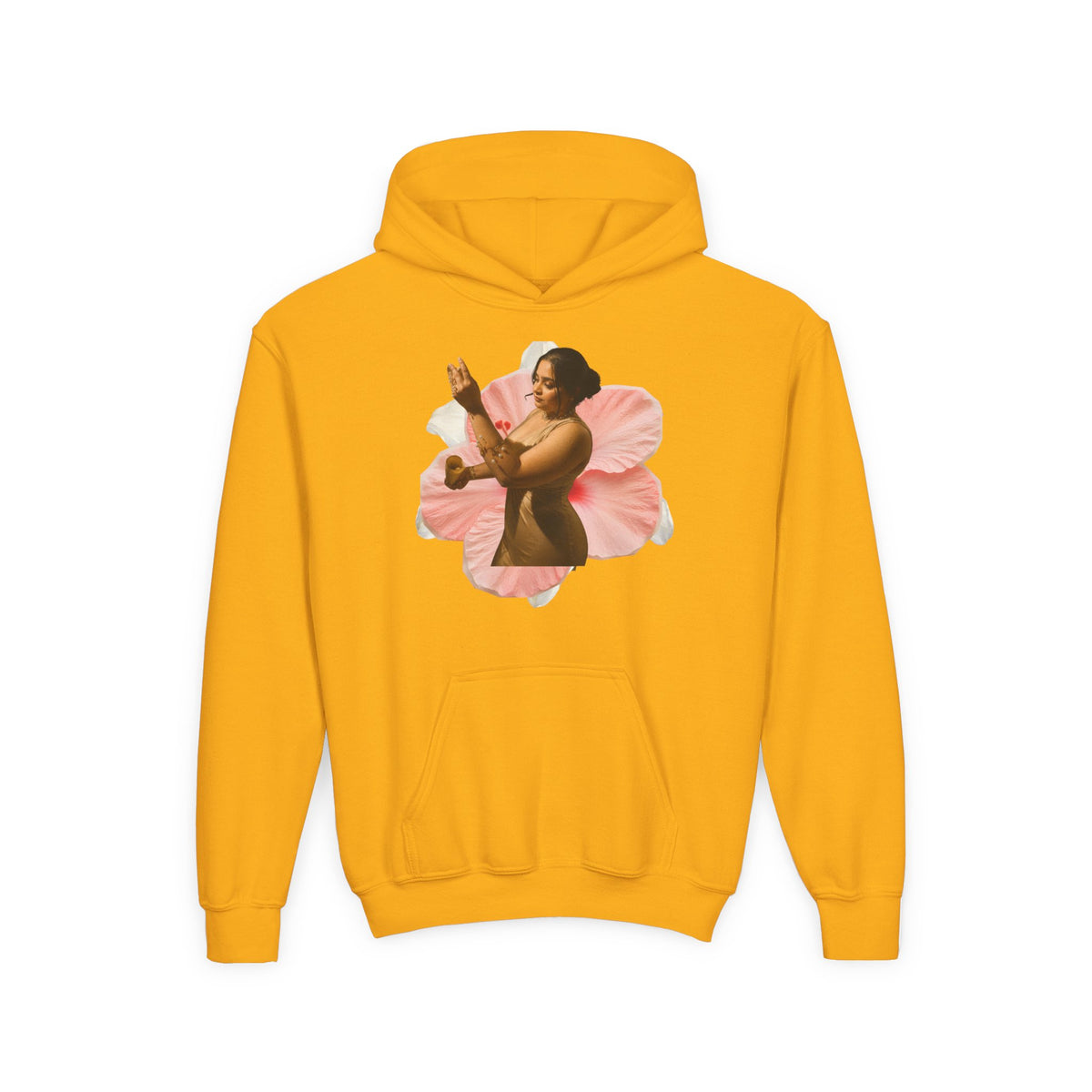 Drashti Hoodie — Vintage Dancer Floral Graphic with “We Will Be Home” Back Script