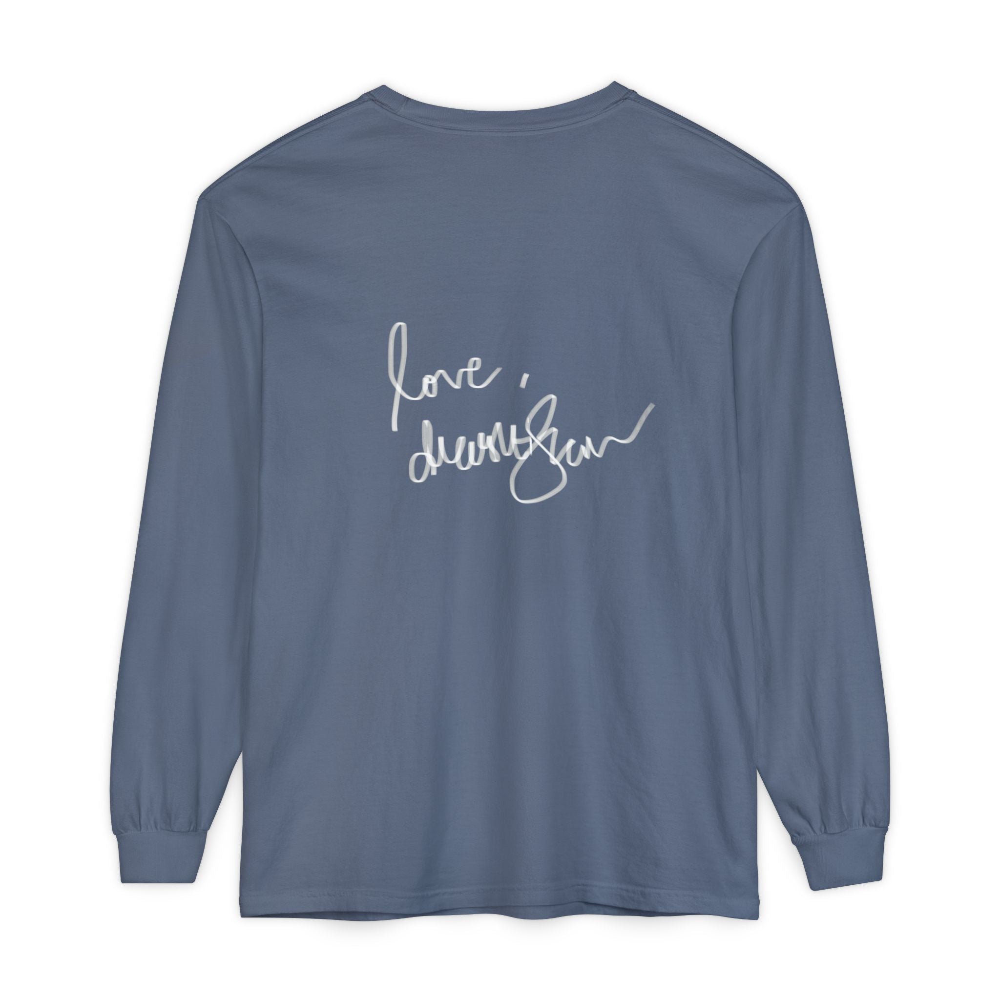 Long Sleeve T-Shirt — “Love, Dua Lipa” Shell Goddess Graphic