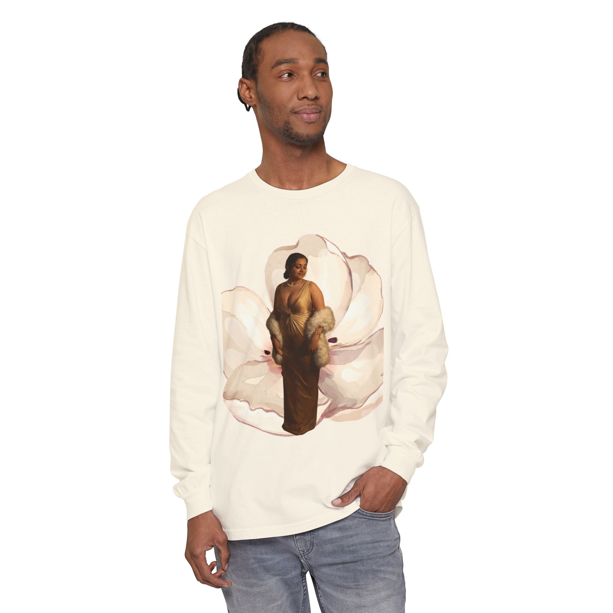 We Will Be Home Long Sleeve Tee — Floral Vintage Portrait Graphic