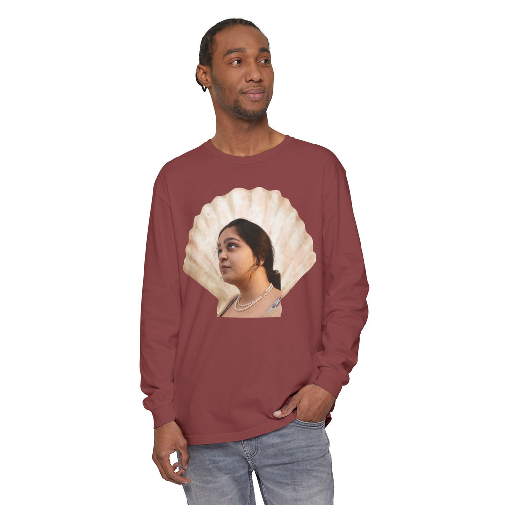 Shell Portrait Long Sleeve Tee — “We Will Be Home” Back Script