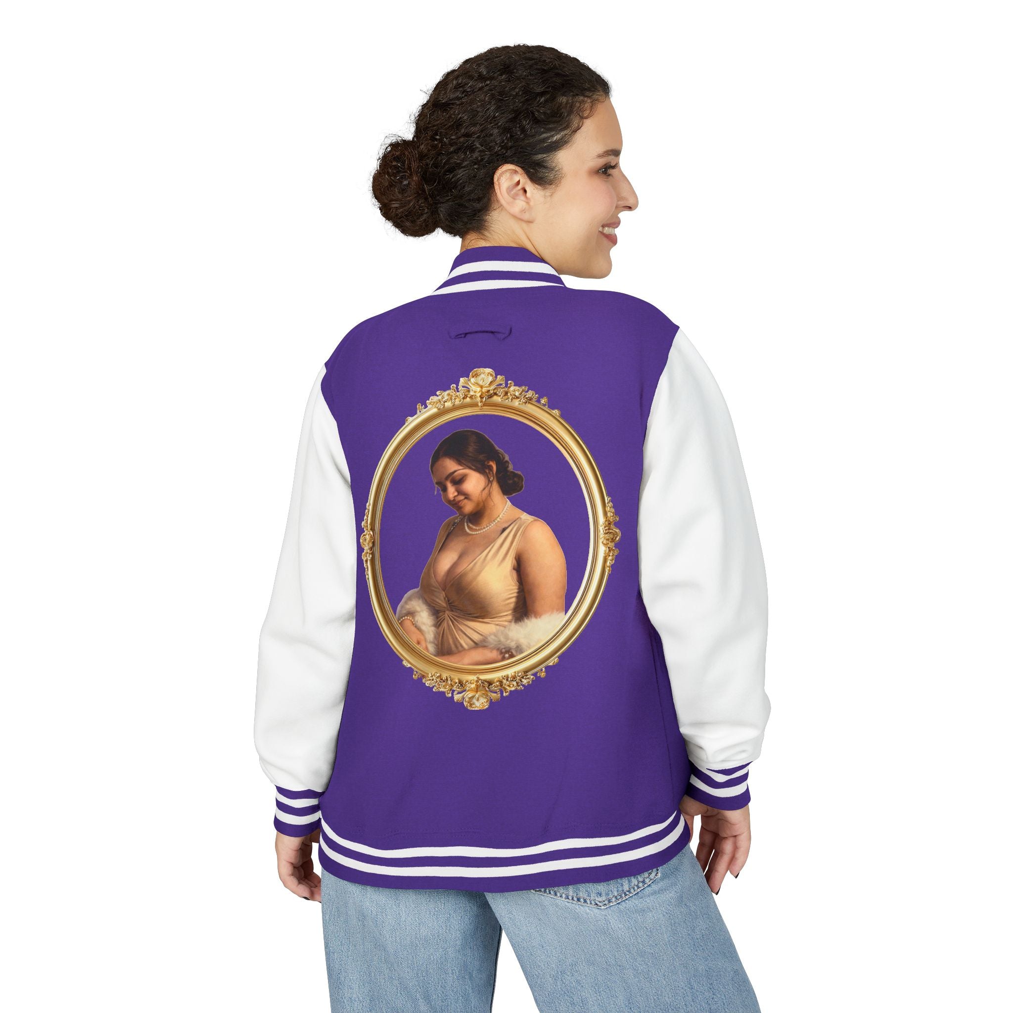 Vintage Portrait Letterman Jacket — Framed Classical Art Varsity Jacket