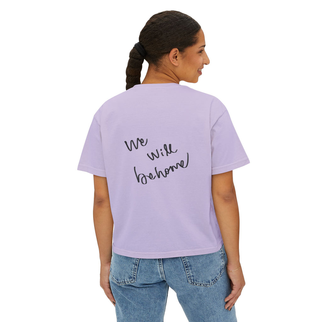 Boxy Tee — 'We Will Be Home' Vintage Angel Art Cropped T‑Shirt