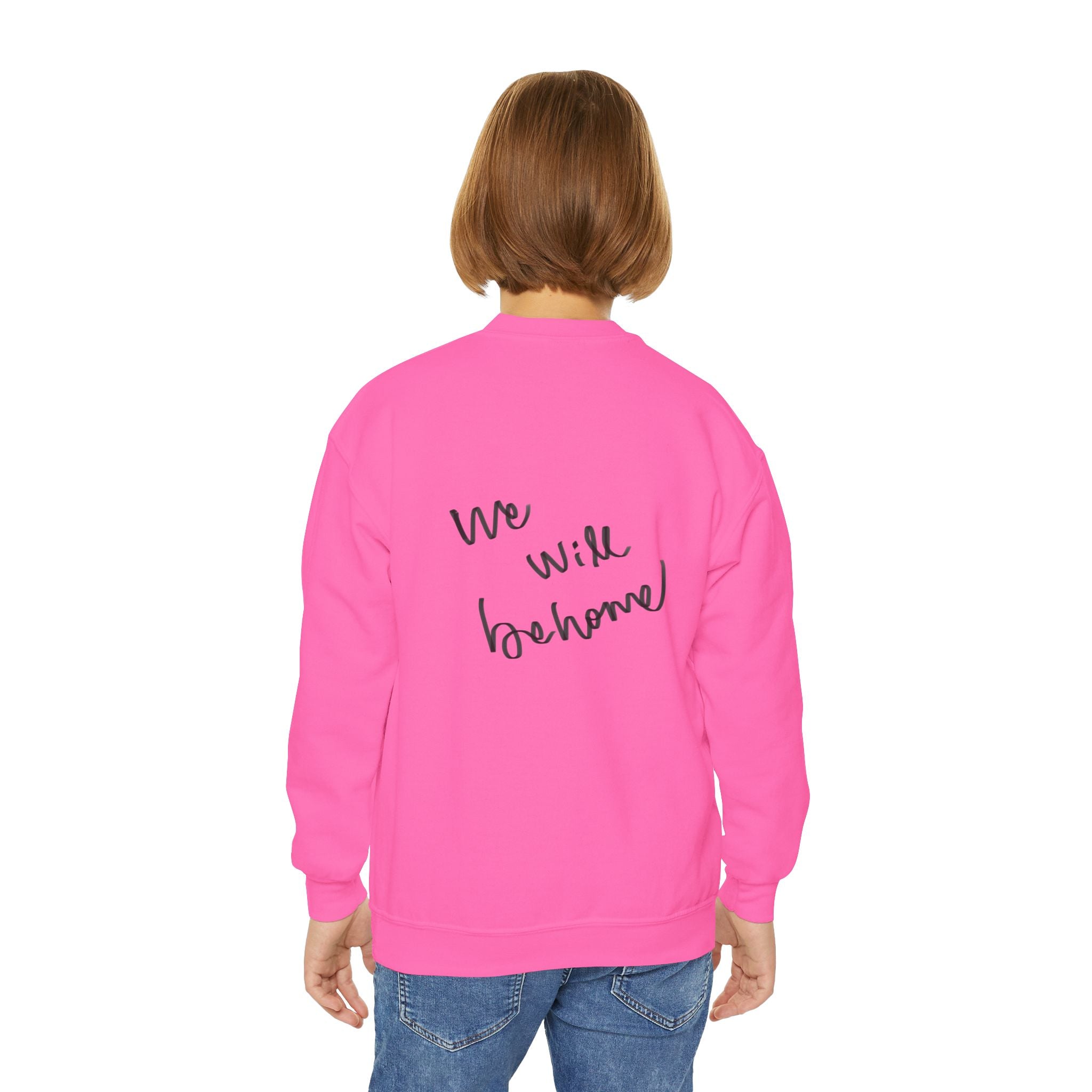 Youth Crewneck Sweatshirt — 'We Will Be Home' Vintage Portrait Graphic