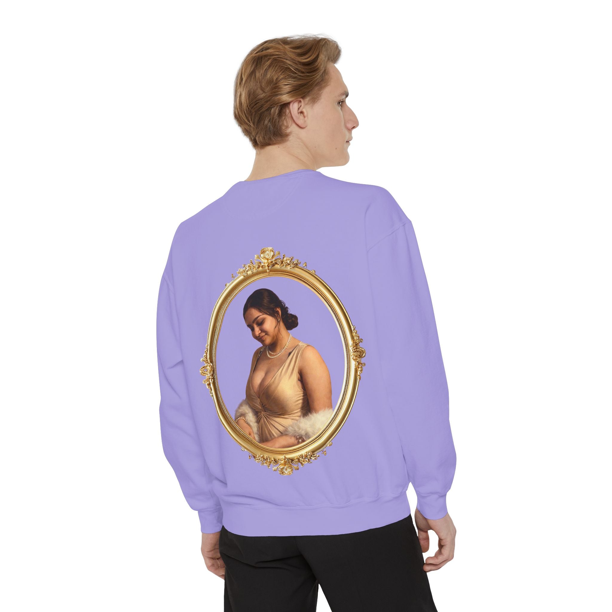 Portrait Sweatshirt — Vintage Frame Elegant Lady Graphic Pullover