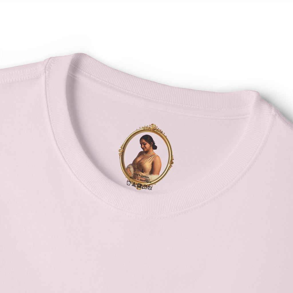 Vintage Portrait Tee — Woman with Fan Graphic Boxy T-Shirt