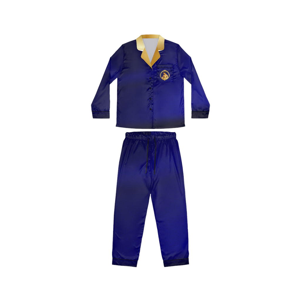 Women's Navy Satin Pajama Set - Luxurious Two-Piece Sleepwear
